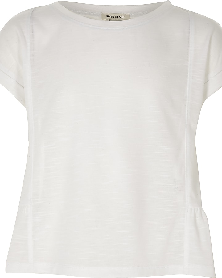 Girls white peplum T-shirt
