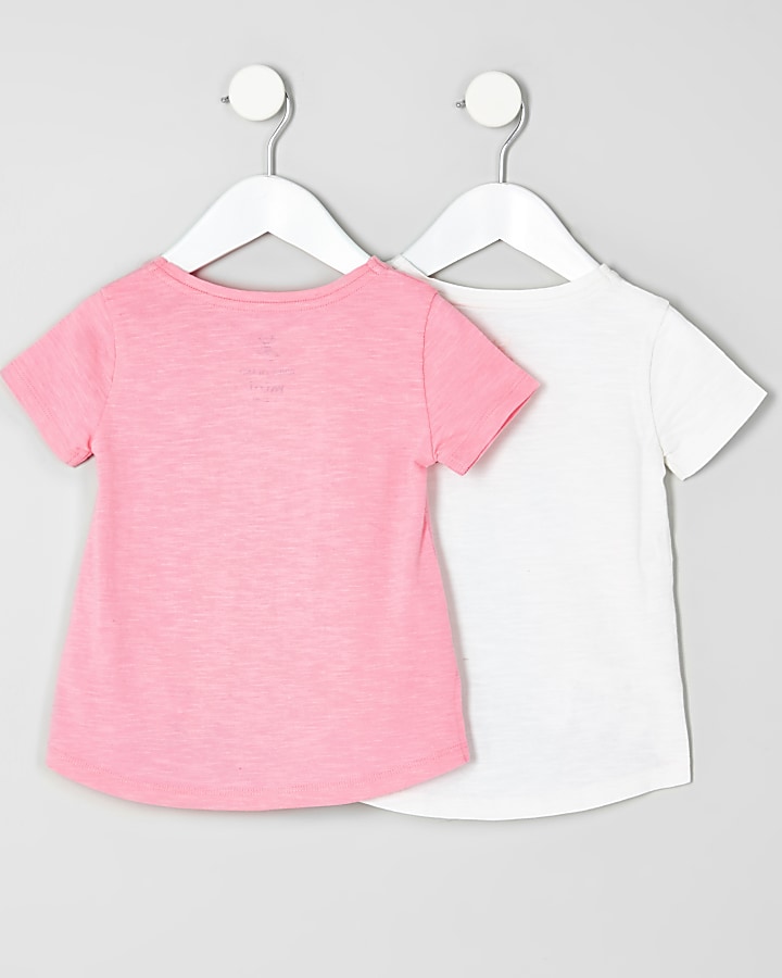 Mini girls pink crochet t-shirt multipack