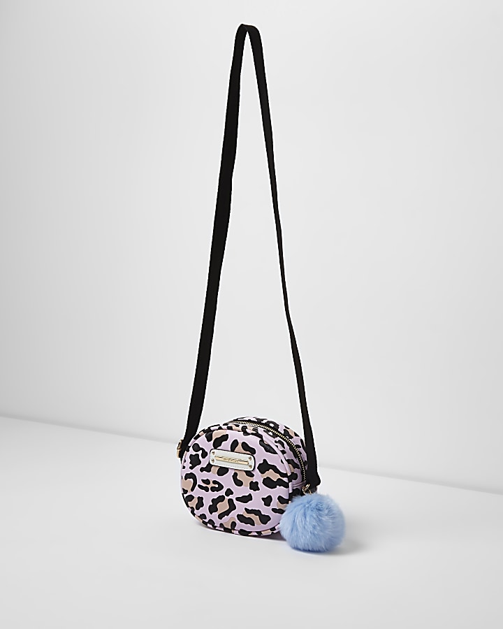 Girls pink leopard print crossbody bag
