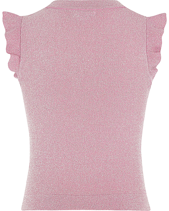 Girls pink frill sleeve top
