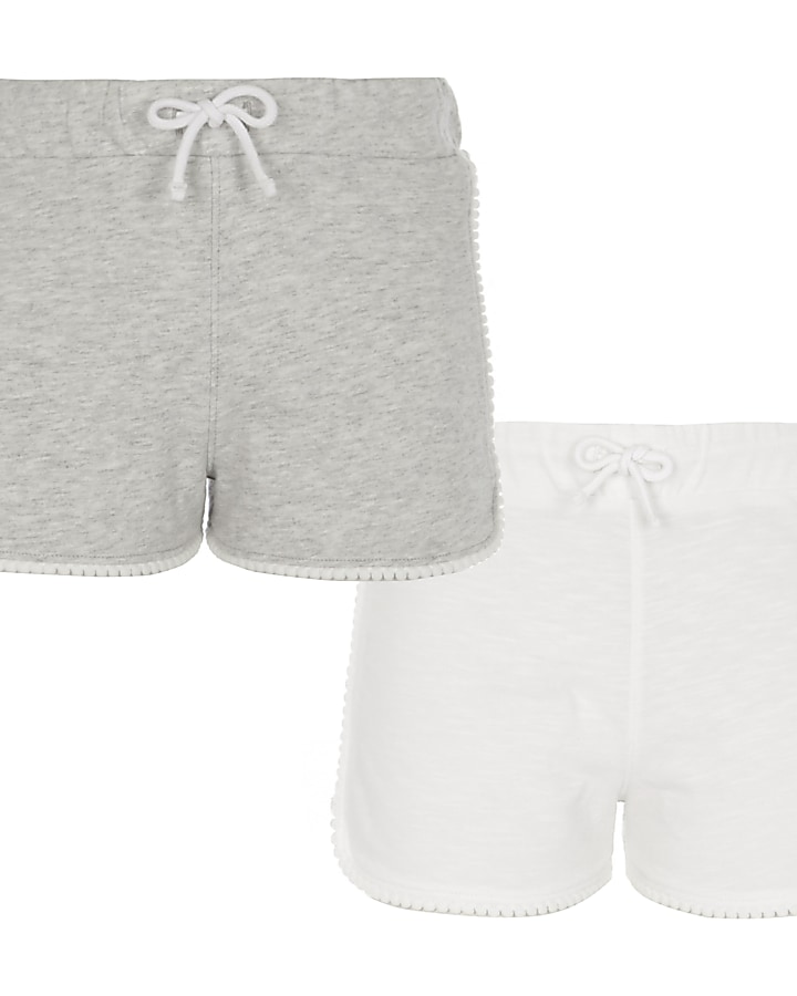 Girls grey and white runner shorts multipack
