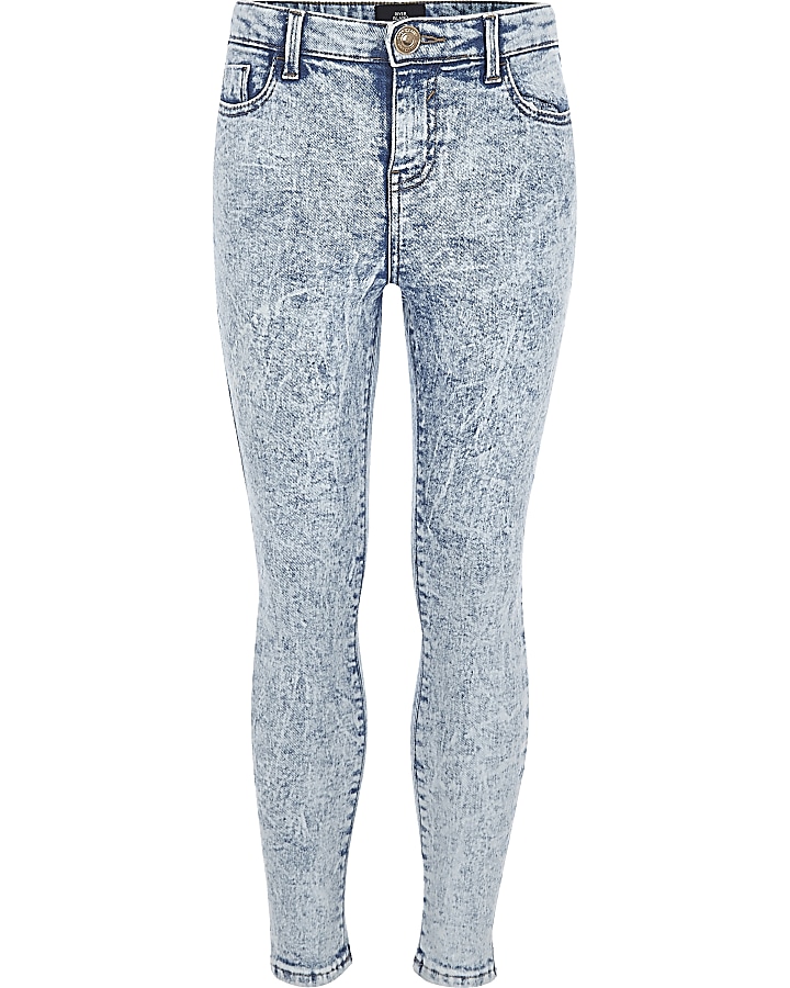Girls blue acid Amelie super skinny jeans