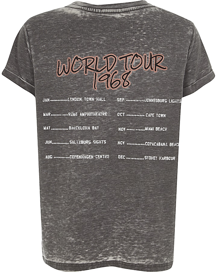 Girls grey 'world tour' rock band T-shirt