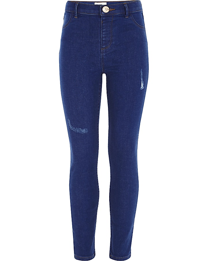 Girls blue Molly distressed jeggings