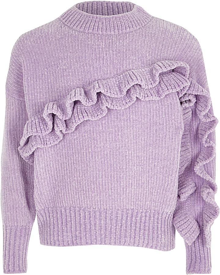 Girls light purple chenille frill jumper