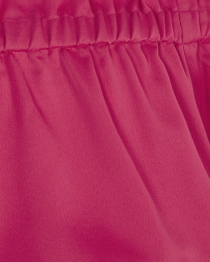 Girls dark pink long sleeve bardot crop top