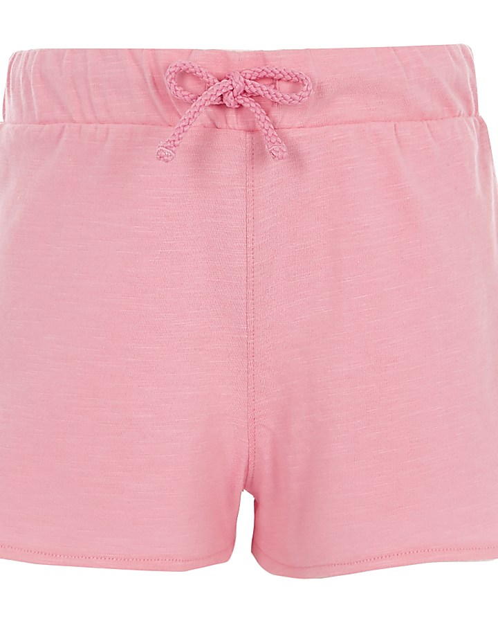 Girls pink crochet trim shorts
