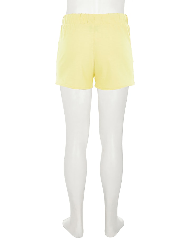 Girls yellow crochet side runner shorts