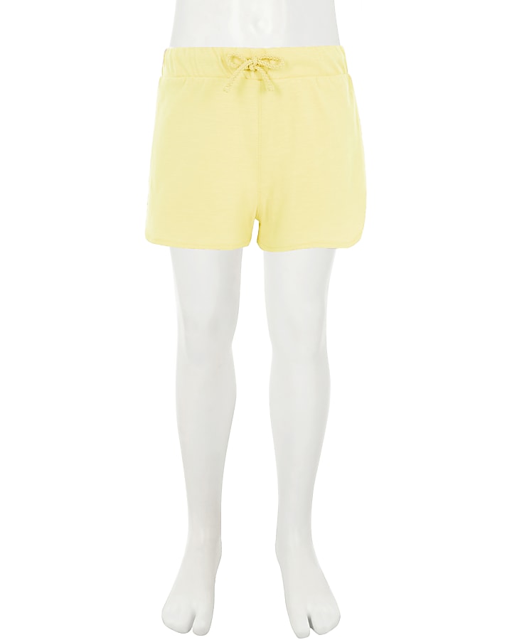 Girls yellow crochet side runner shorts