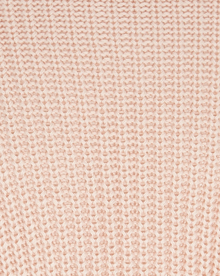 Girls pink frill flare cuff knit jumper