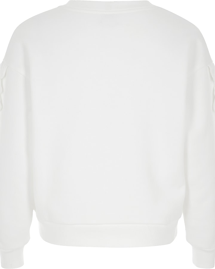 Girls white 'diva' embellished sweatshirt