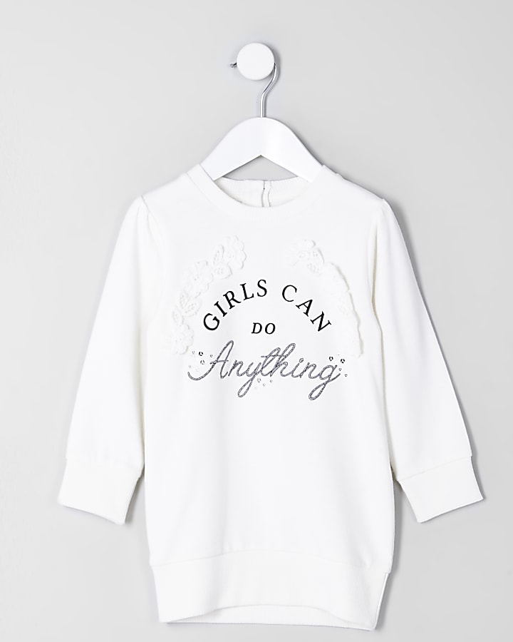 Mini girls ‘girls can’ sweatshirt dress