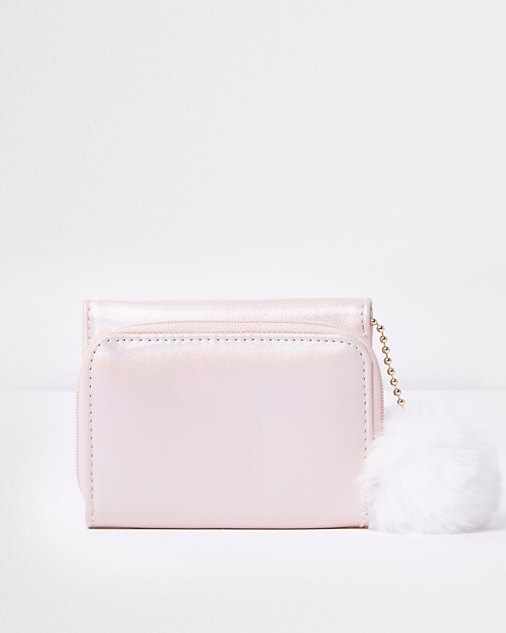 Girls pink glitter unicorn foldout purse