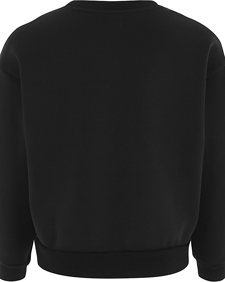 Girls black 'RI' embellished frill sweatshirt