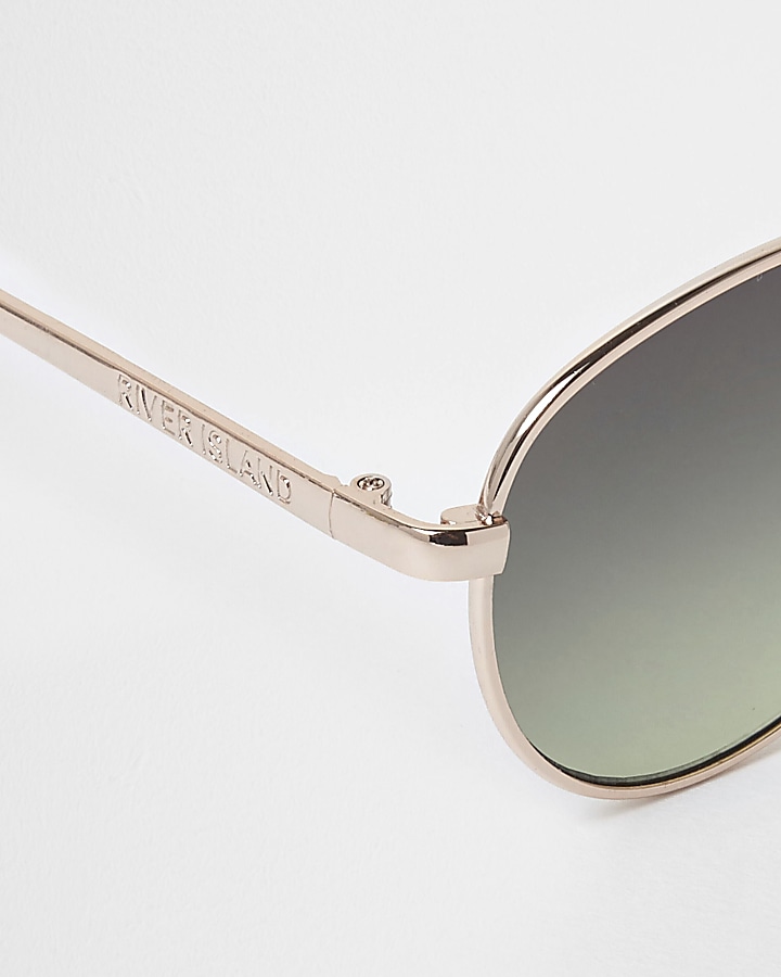 Girls khaki smoke lens aviator sunglasses
