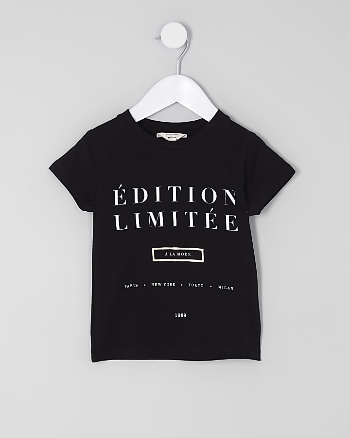 Mini girls black 'edition limitee' T-shirt
