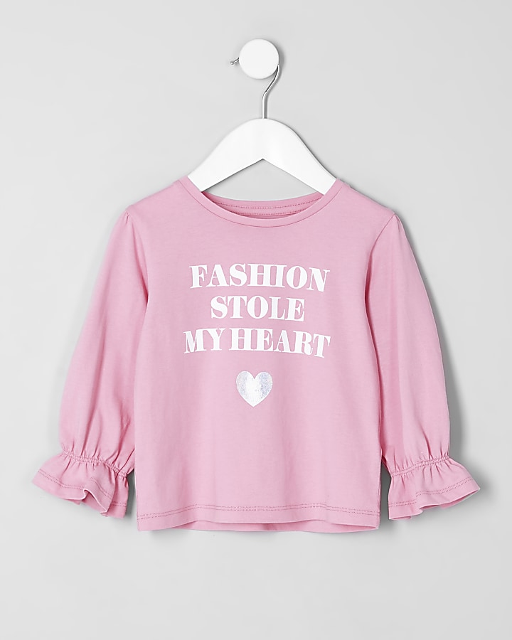 Mini girls pink 'fashion' long sleeve T-shirt
