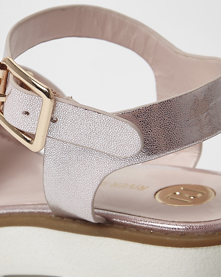 Girls pink metallic chunky sandals