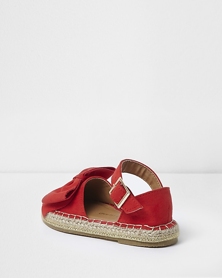 Mini girls red bow top espadrille sandals