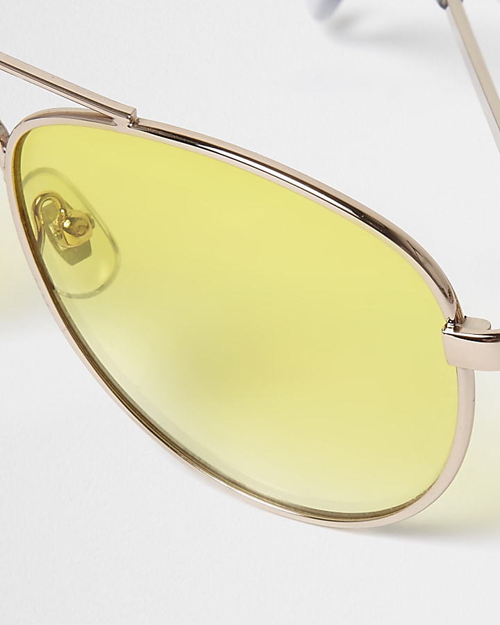 Girls yellow lens aviator sunglasses