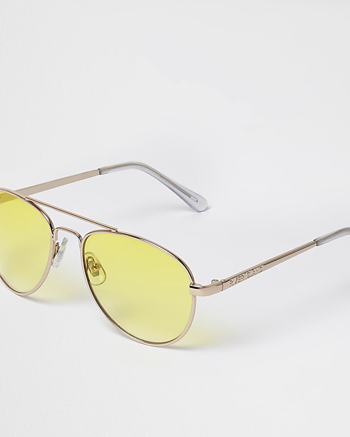 Girls yellow lens aviator sunglasses