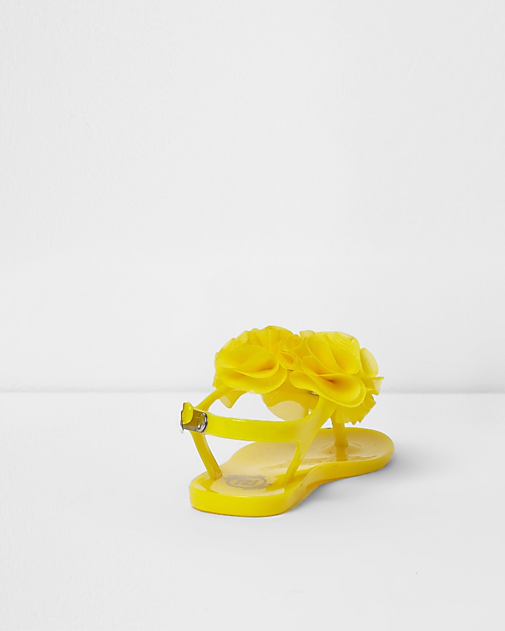 Mini girls yellow ruffle jelly sandals