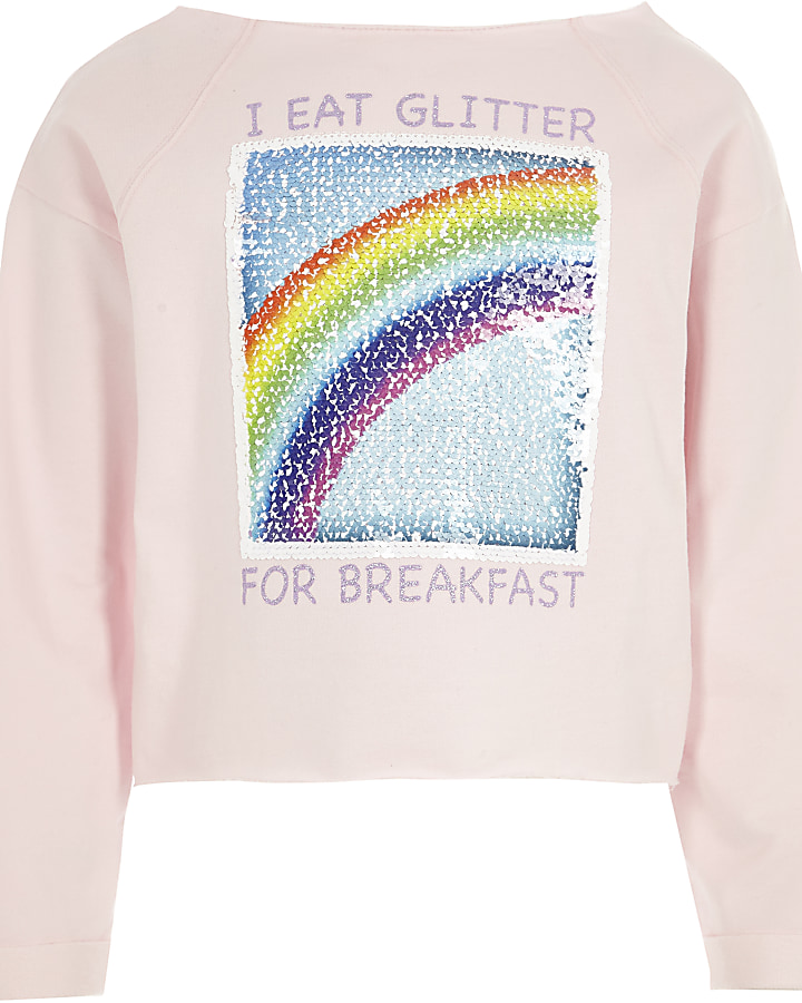 Girls pink reversible sequin sweatshirt