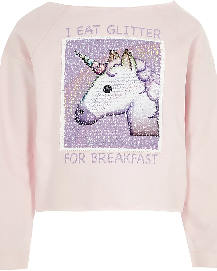 Girls pink reversible sequin sweatshirt