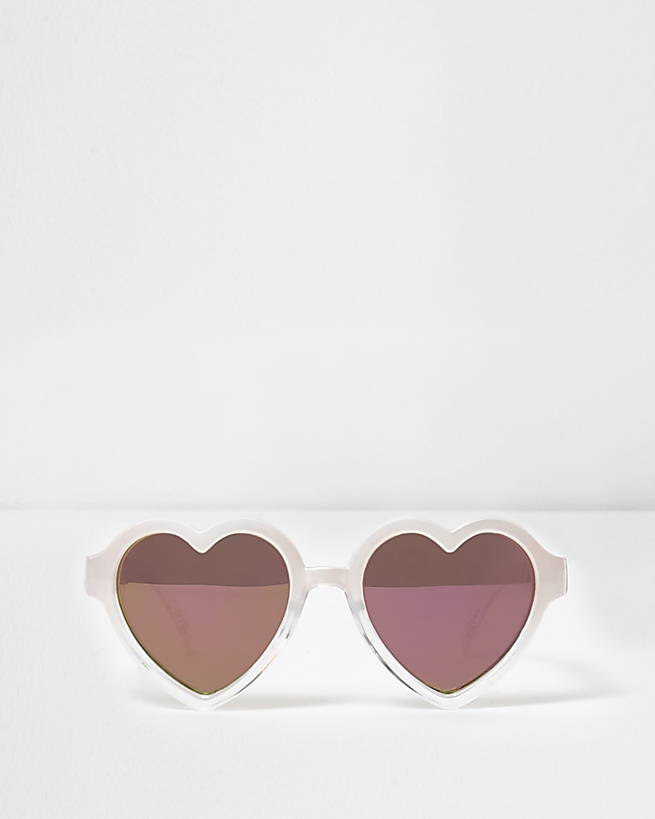 Mini girls pink heart shaped frame sunglasses
