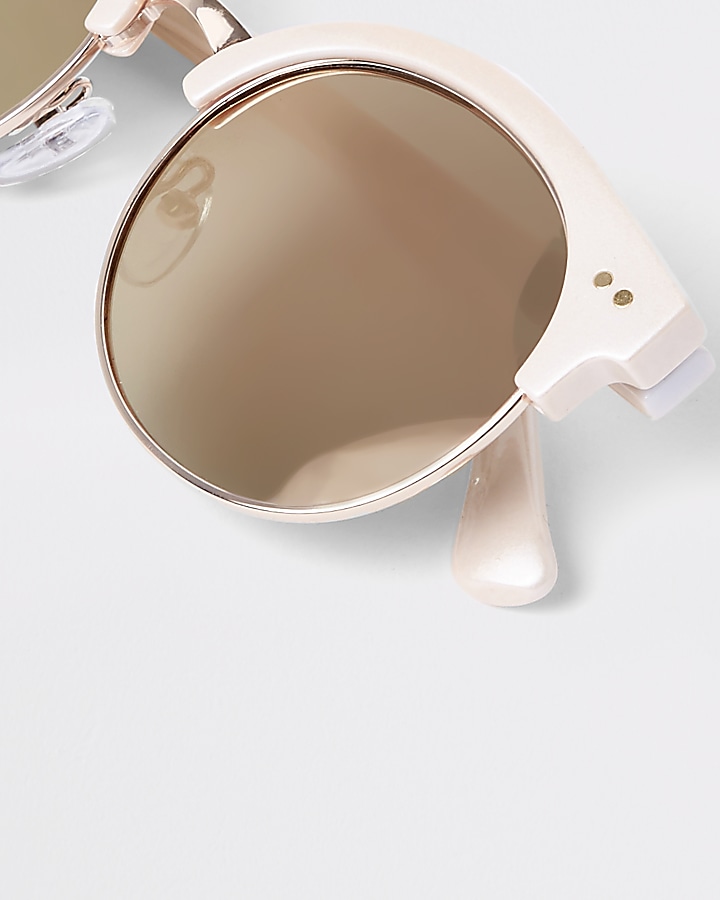 Girls pink retro mirror lens sunglasses