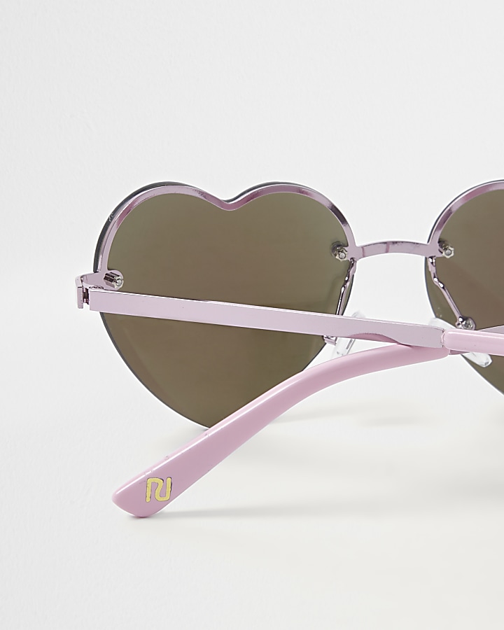 Girls pink heart mirror lens sunglasses