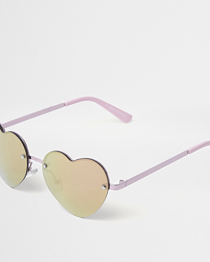 Girls pink heart mirror lens sunglasses