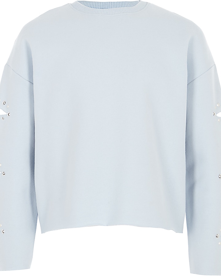 Girls light blue split sleeve sweatshirt