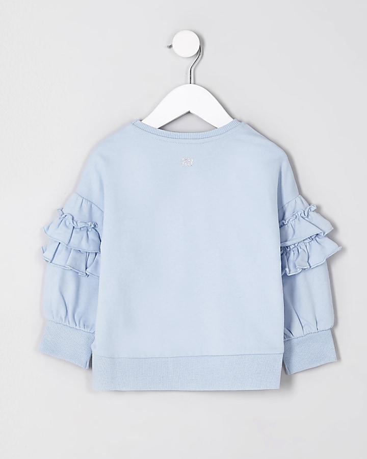 Mini girls blue ‘love’ floral sweatshirt
