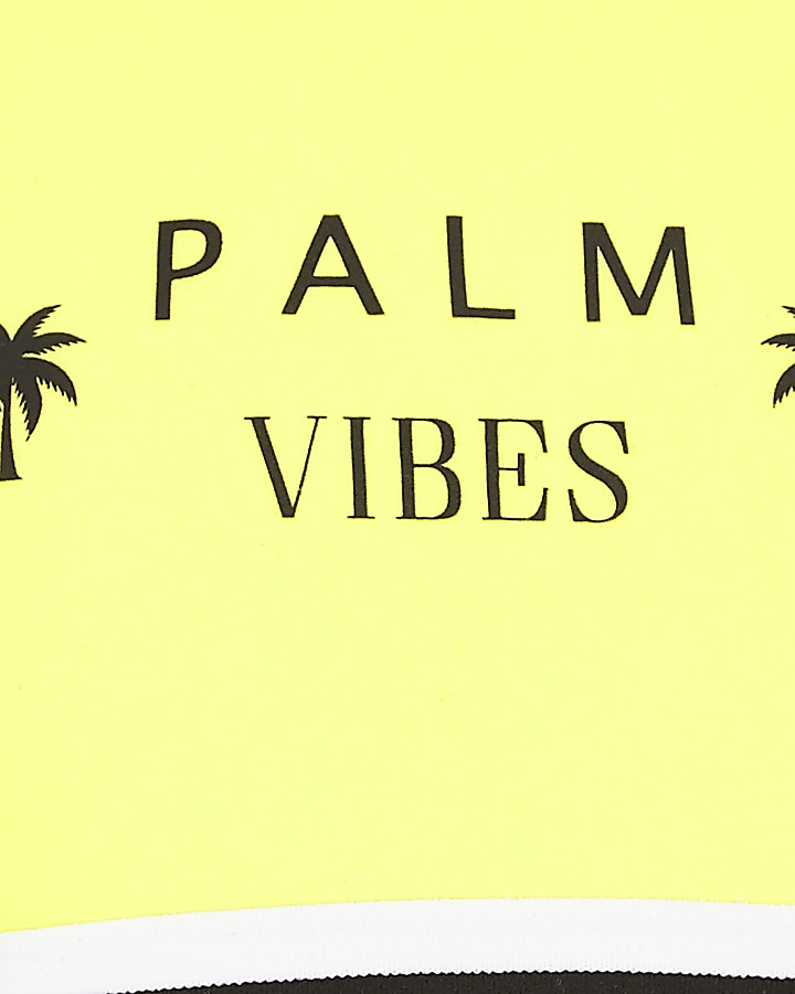 Girls yellow ‘palm vibes’ racer bikini set