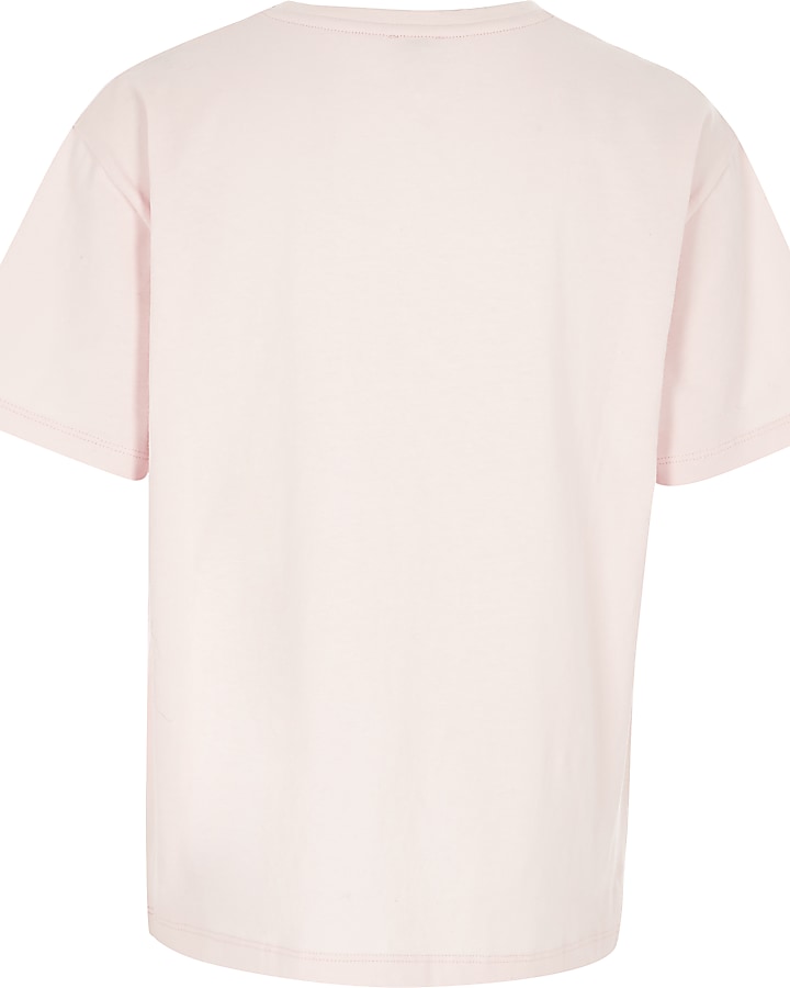 Girls light pink 'disco diva' sequin T-shirt