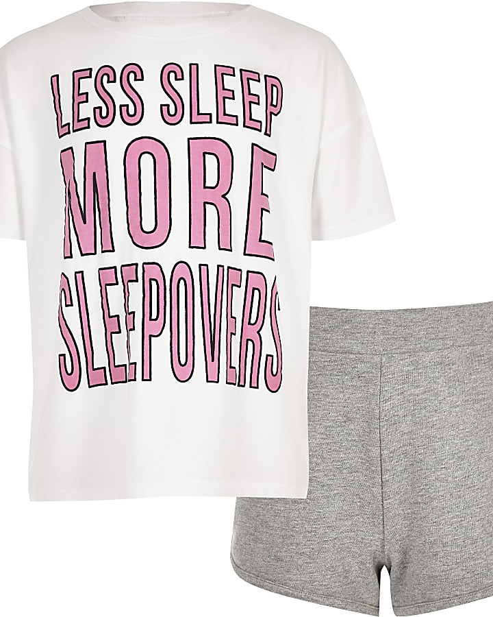 Girls white ‘sleep less’ pyjama set