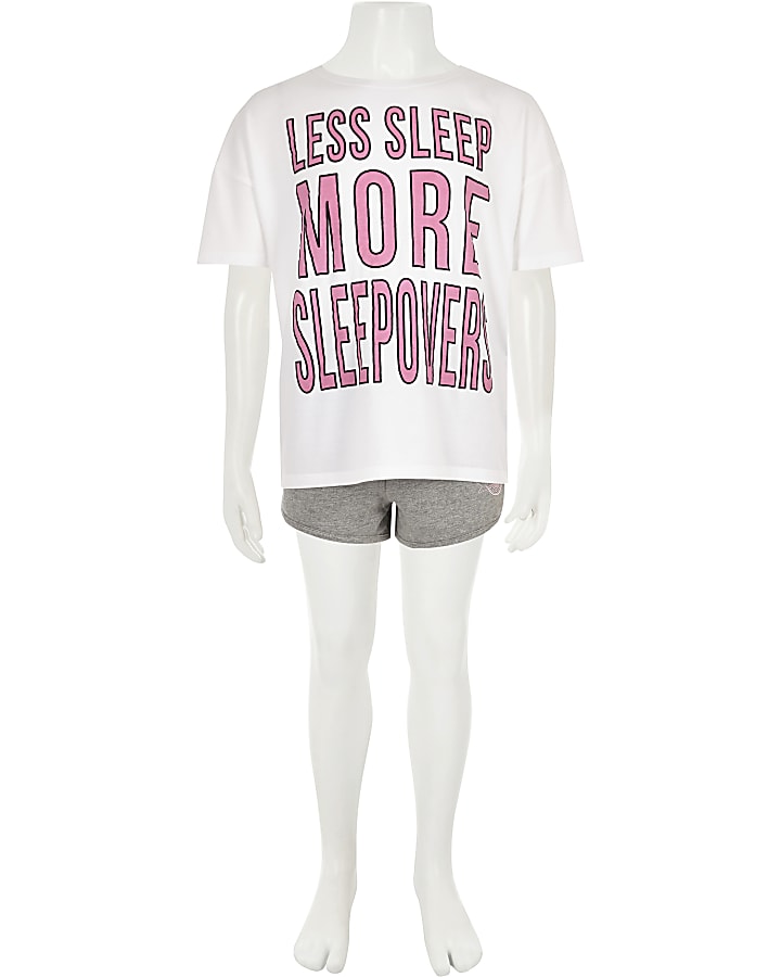 Girls white ‘sleep less’ pyjama set