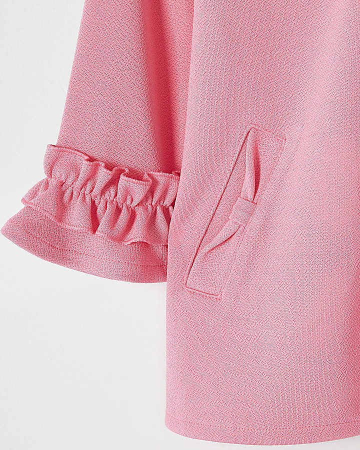 Mini girls pink frill cuff button-up jacket