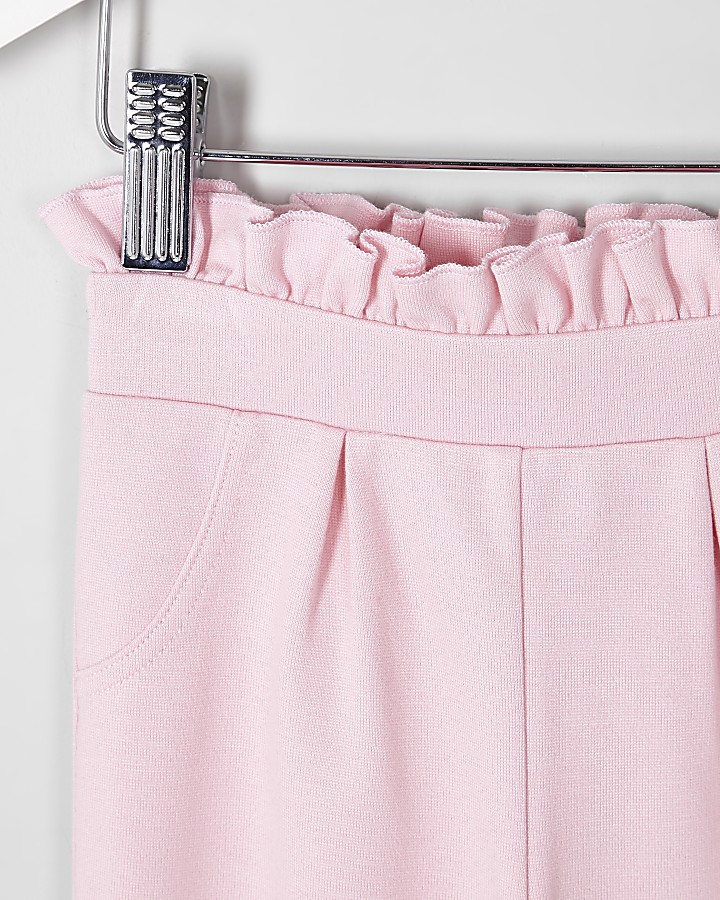 Mini girls pink frill waist trousers