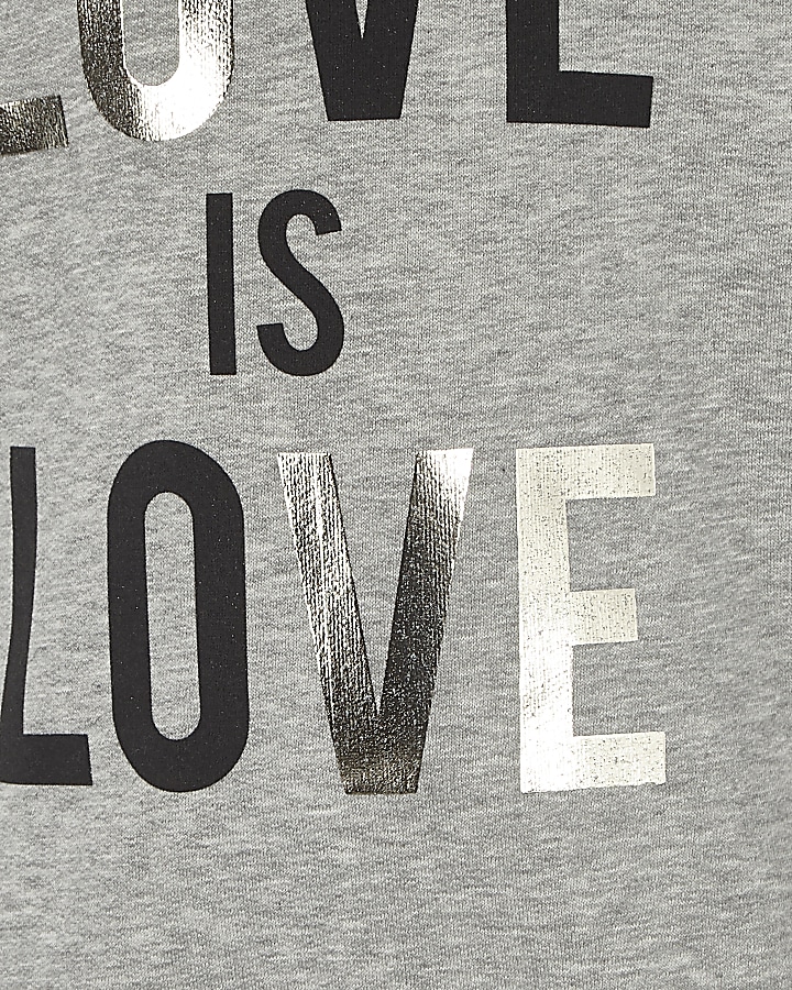 Girls grey ‘love’ cold shoulder sweatshirt