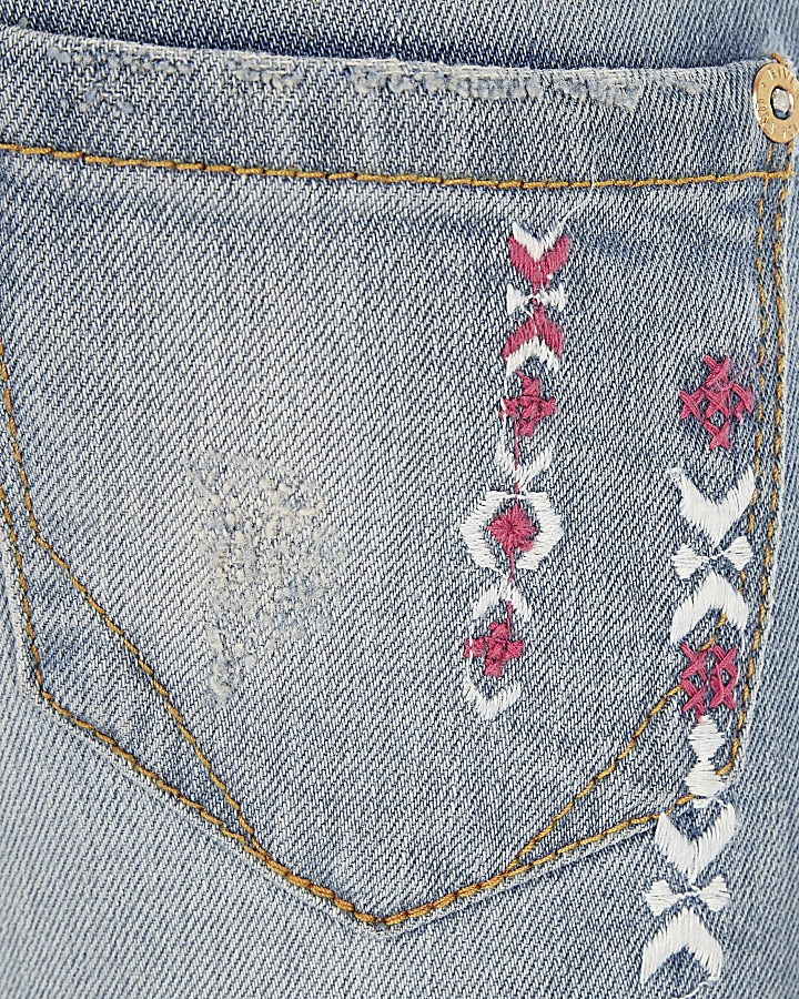 Girls blue Molly slim aztec print jeans