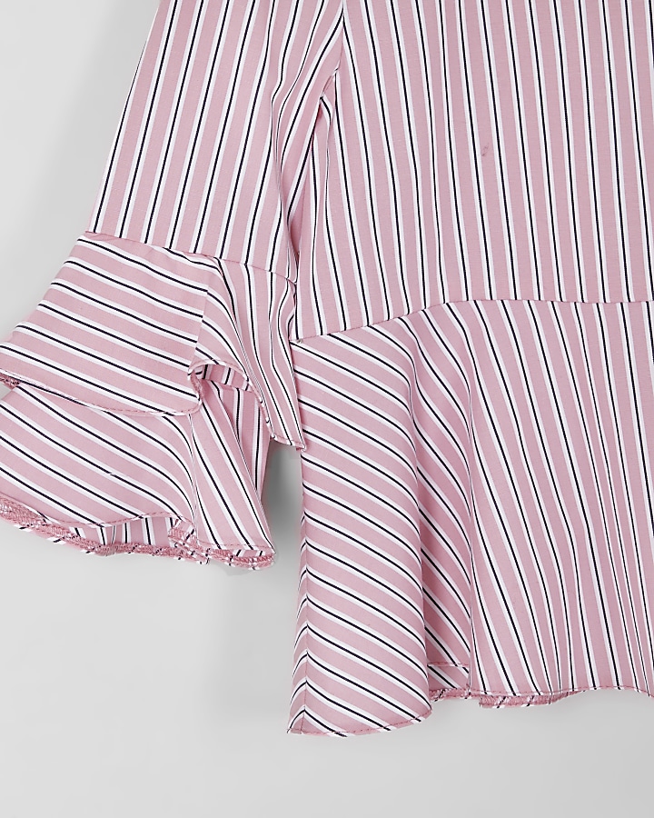 Mini girls pink stripe tiered sleeve top