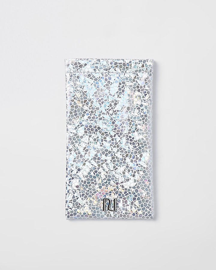 Girls silver Holographic sunglasses case