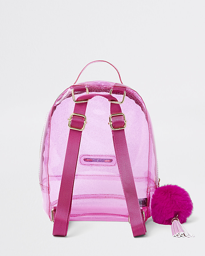 Girls pink glitter jelly backpack