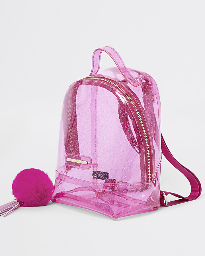 Girls pink glitter jelly backpack