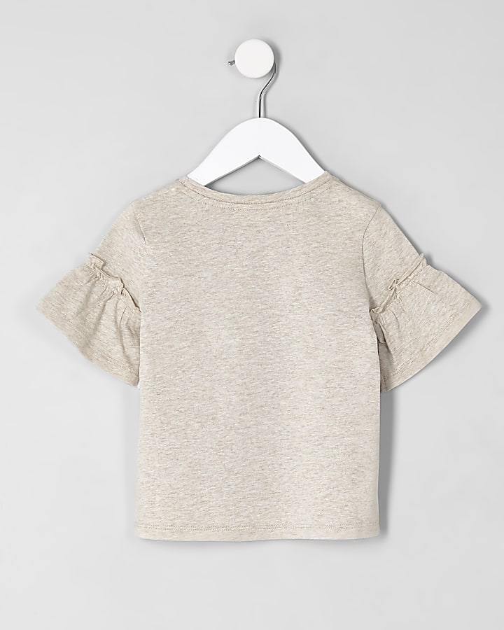 Mini girls cream ‘couture’ frill T-shirt