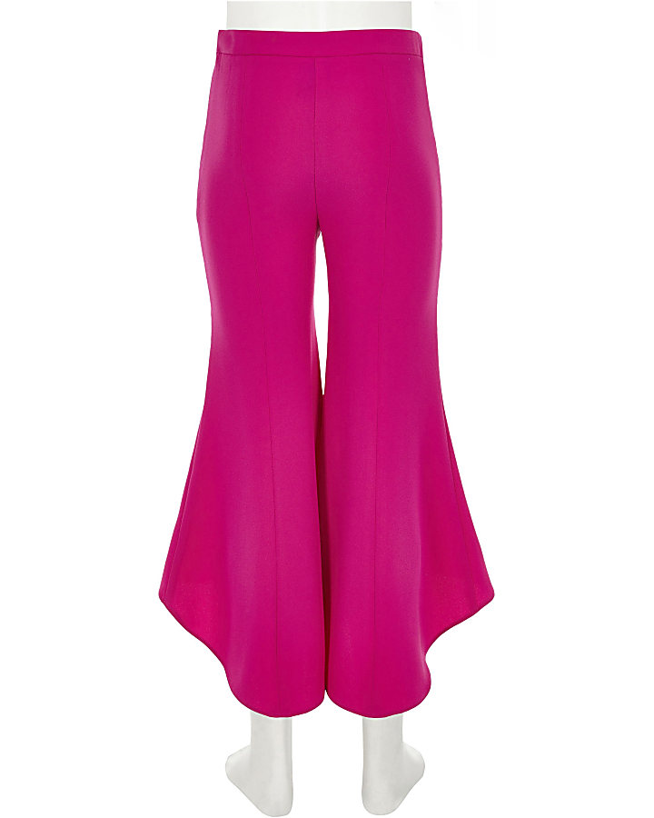 Girls bright pink RI Studio flared trousers