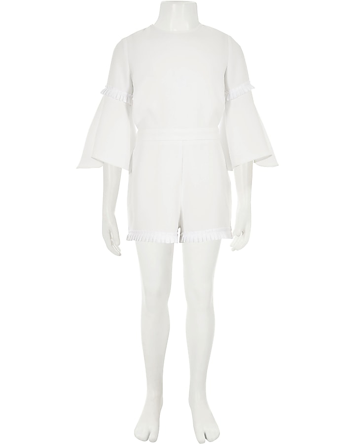 Girls white RI Studio pleated jumpsuit