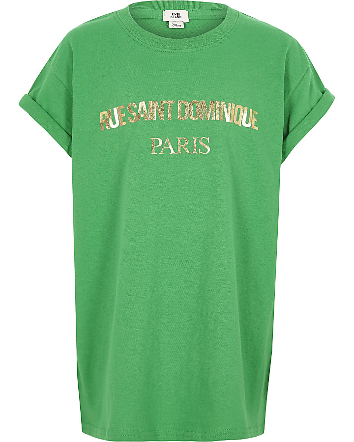 Girls green ‘Rue Saint Dominique’ T-shirt